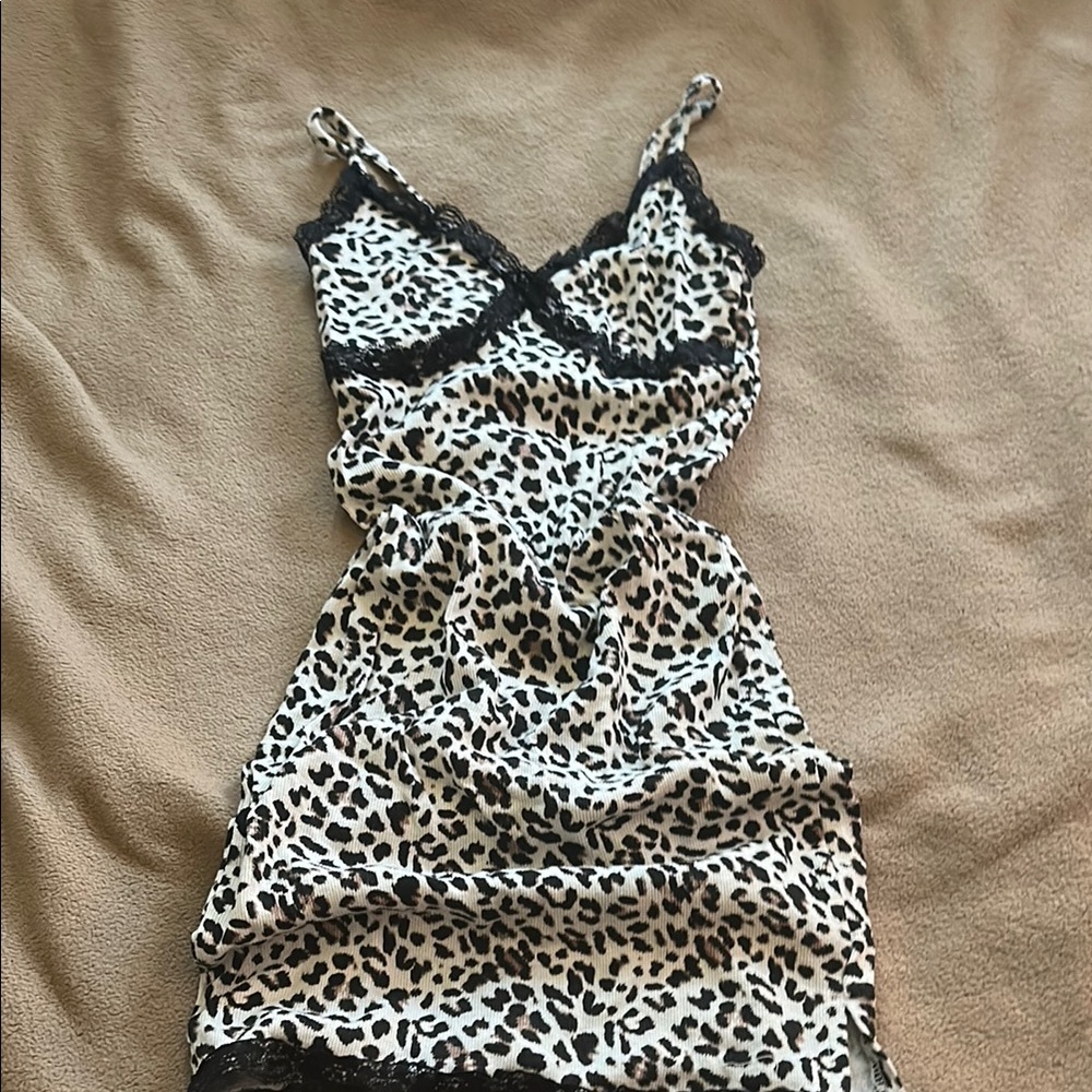 Wild Fable Leopard Print Dress with Black Lace Trim